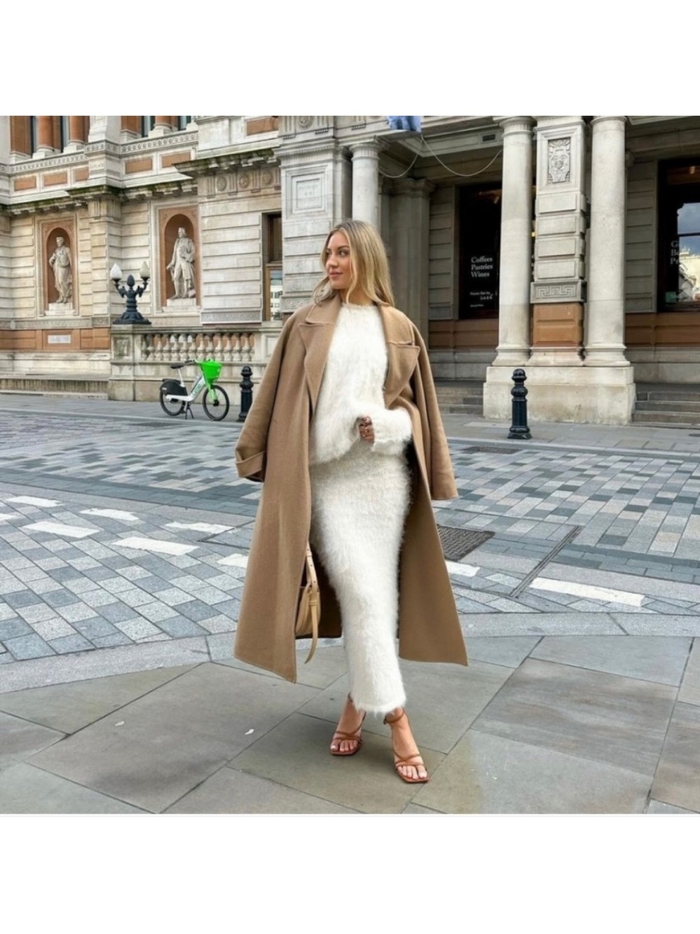 Zara Wool Blend Long Wrap Coat Camel Tan Size S Women’s - Picture 11 of 12